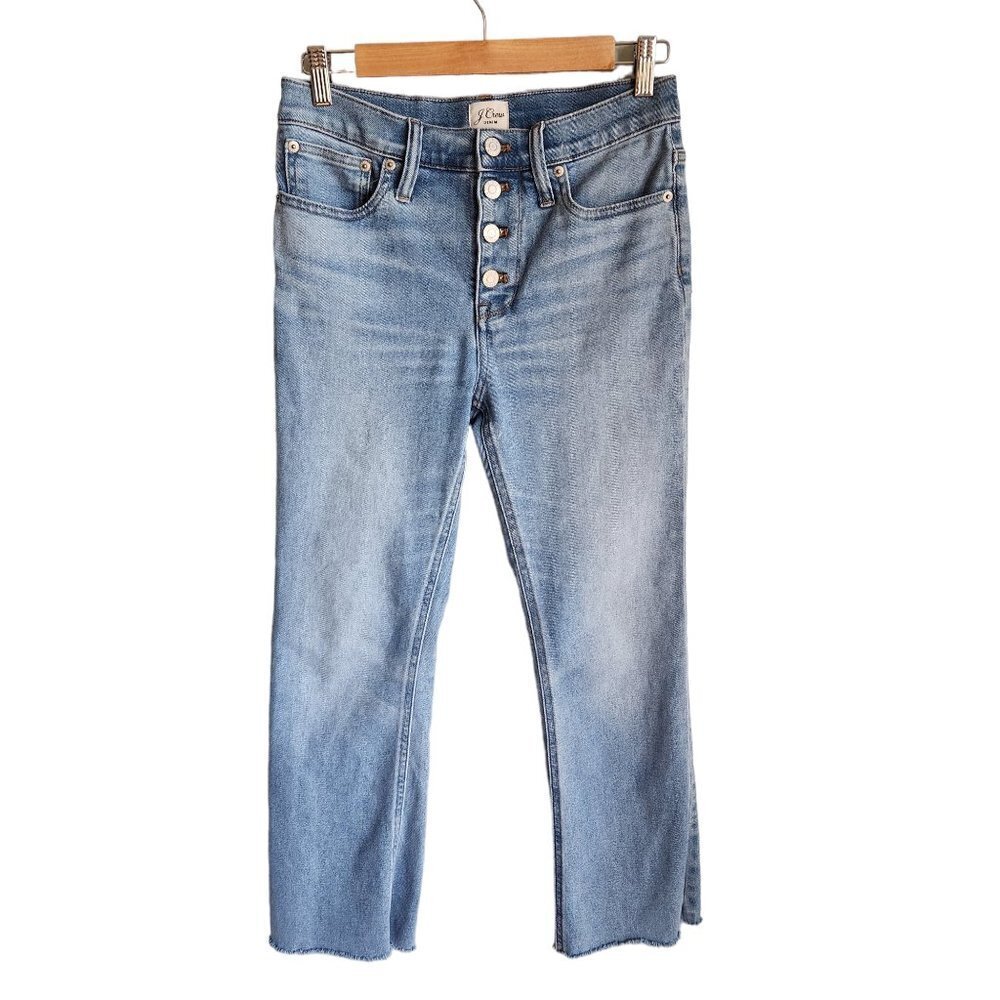 J. Crew Jeans 26 Blue Women's 10” Billie Demi Boot Crop Button Fly Jean Denim